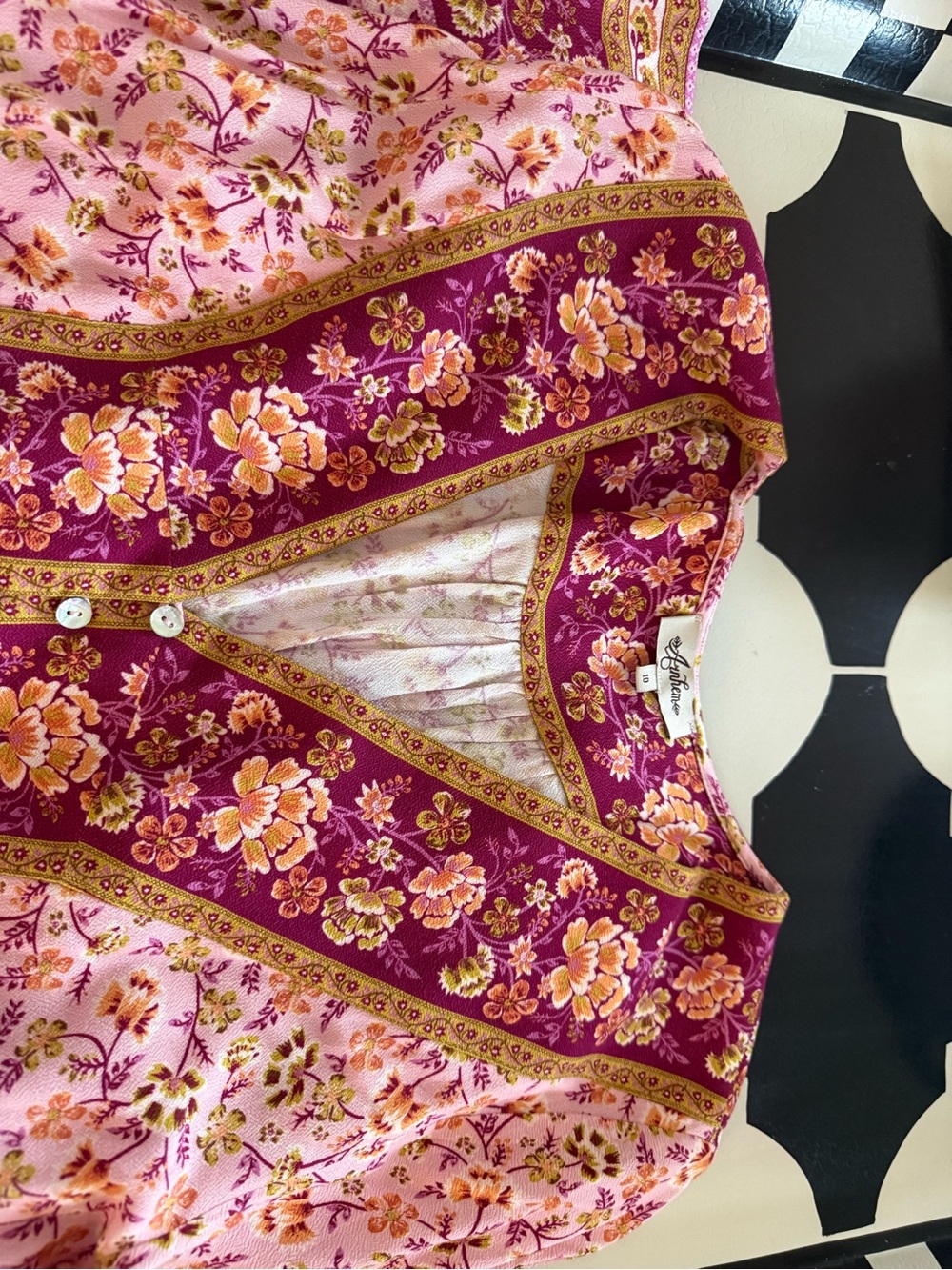 Arnhem Pink and Burgundy Floral Boho Tunic Dress - Picture 6 of 11
